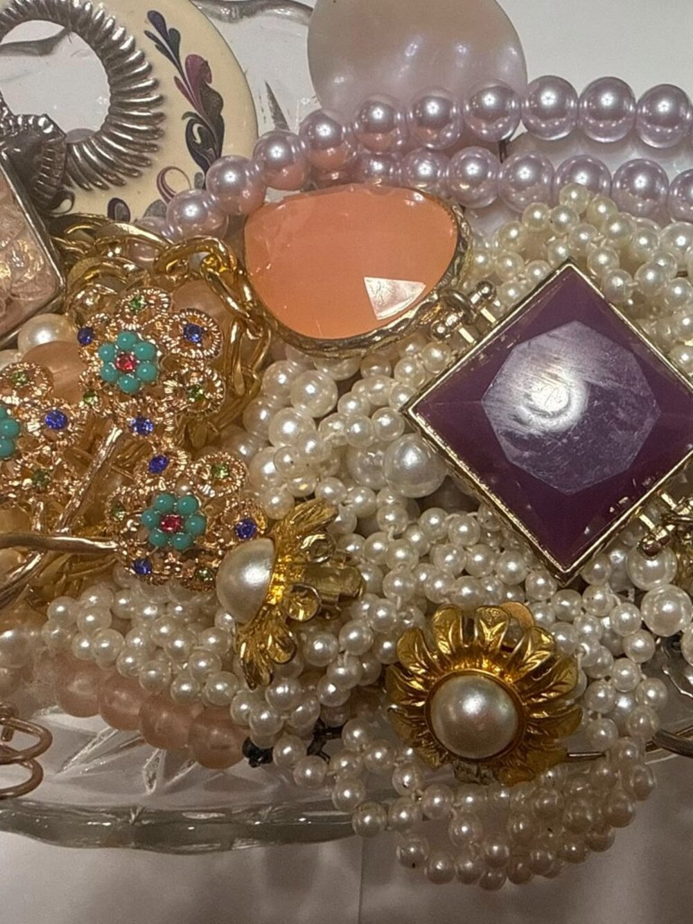 Vintage Costume Jewelry Lot  Pearls, Gold Tone, Brooches & Statement Pieces